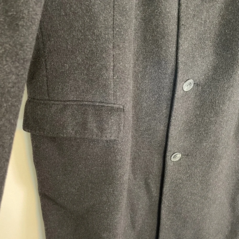diBenedetto Mens Cashmere Blend Overcoat Black Italian Fabric Size 46 Longline